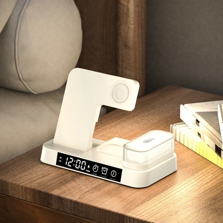 Baseus A37 3-in-1 Wireless Charger for iPhone 15W Fast Charging Wireless Charging Stand with Night Light Clock (Without Watch Charger Version)