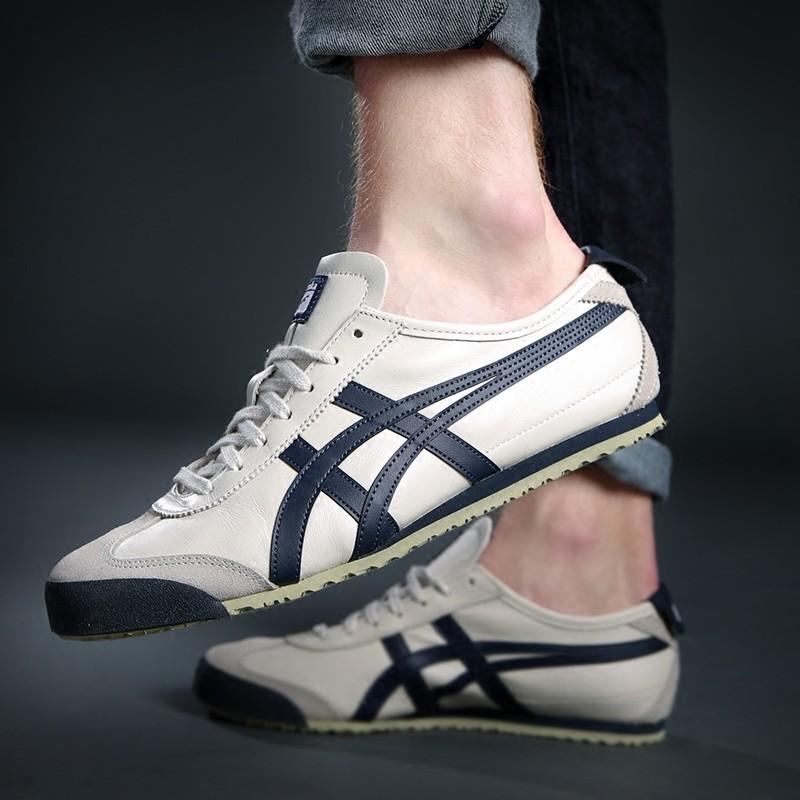 ☌❀  [Original and Available] 100  Tiger Shoe 2020 Men Women Sneakers Beige Unisex Super Soft Leather Sport Jogging Running Tiger Shoe