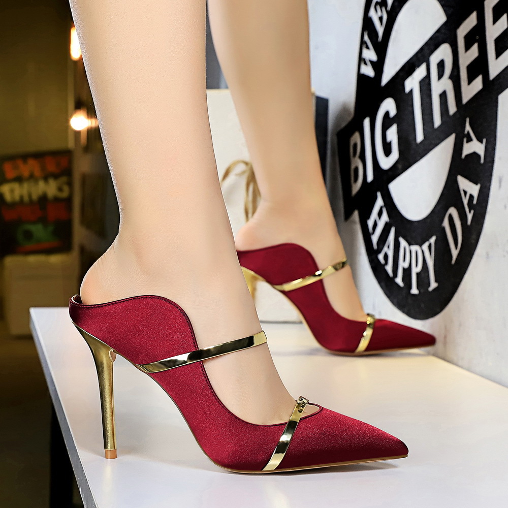 Clearance Sale！！！2022 summer new hollow round toe side empty back zipper ankle strap high stiletto women's large size sandals