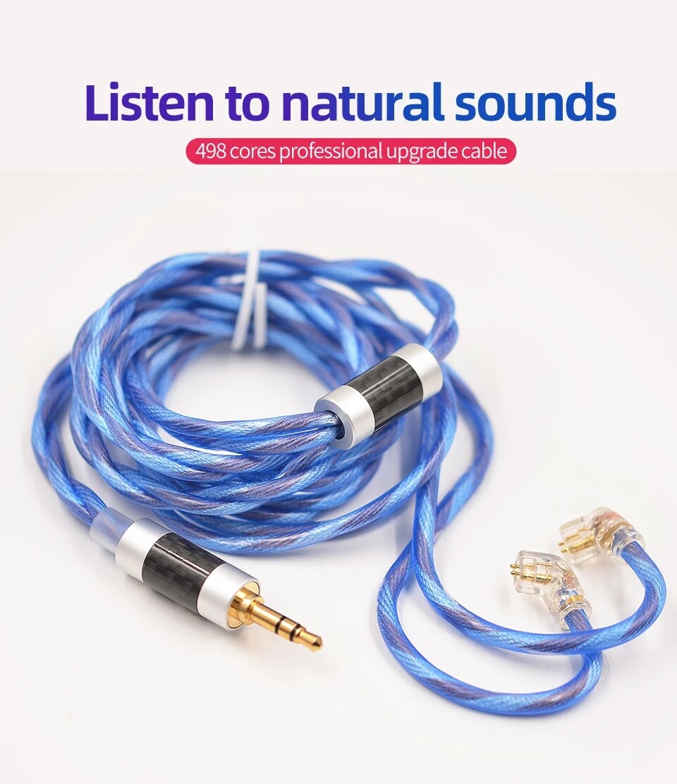 KZ Upgrade 498 Core Professional Headphone Cord 3.5MM Headset 0.75MM Gold Plated C Pin Wired Earphone Accessories ZAX ZS10 Pro
